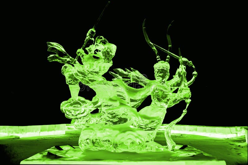 Journey to the west ice sculpture green. Journey to the west ice sculpture at ICE AND SNOW WORLD PARK,Photo taken from Harbin, China ,2017 new year stock image Journey to the west ice sculpture green. Journey to the west ice sculpture at ICE AND SNOW WORLD PARK,Photo taken from Harbin, China ,2017 new year stock image